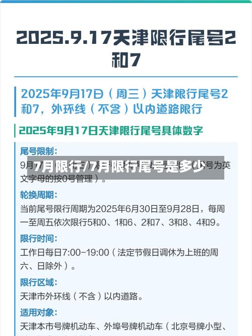 7月限行/7月限行尾号是多少