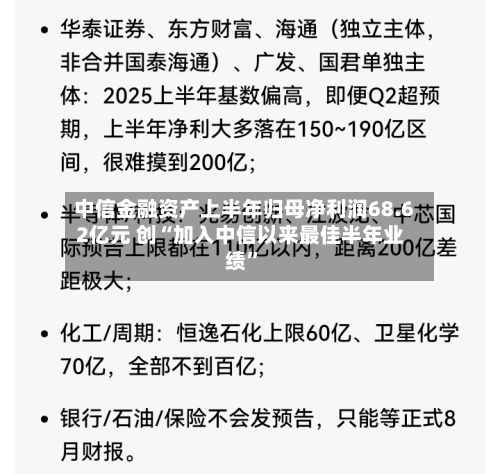 中信金融资产上半年归母净利润68.62亿元 创“加入中信以来最佳半年业绩”-第2张图片