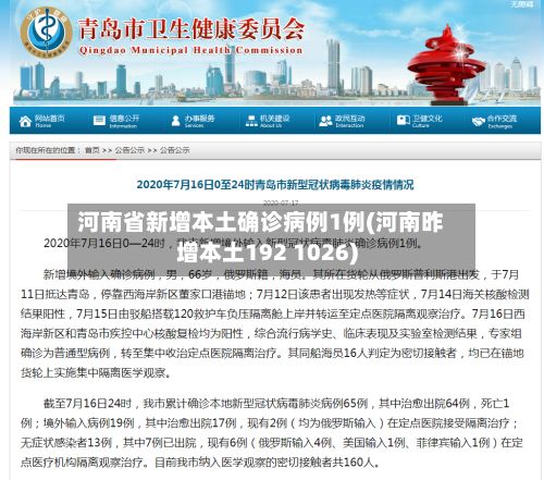 河南省新增本土确诊病例1例(河南昨增本土192 1026)-第2张图片