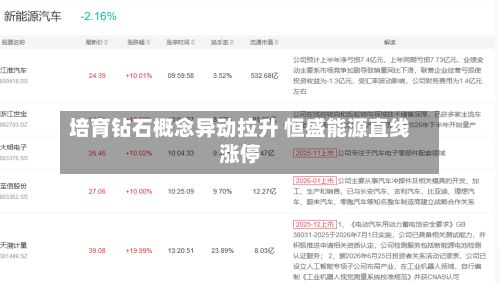 培育钻石概念异动拉升 恒盛能源直线涨停