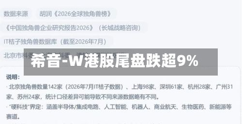 希音-W港股尾盘跌超9%