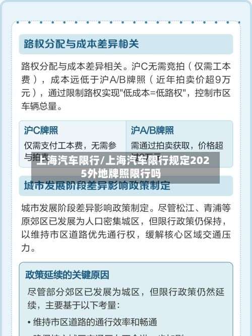 上海汽车限行/上海汽车限行规定2025外地牌照限行吗