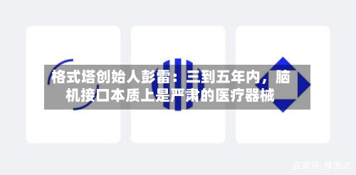 格式塔创始人彭雷：三到五年内，脑机接口本质上是严肃的医疗器械-第2张图片