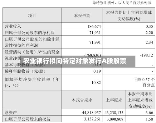 农业银行拟向特定对象发行A股股票-第1张图片