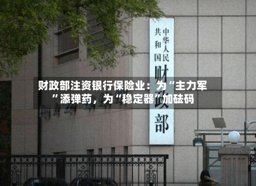 财政部注资银行保险业：为“主力军”添弹药，为“稳定器”加砝码-第2张图片