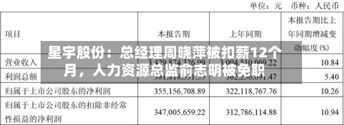 星宇股份：总经理周晓萍被扣薪12个月，人力资源总监俞志明被免职-第3张图片