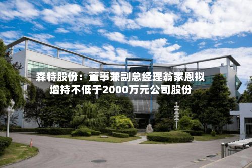 森特股份：董事兼副总经理翁家恩拟增持不低于2000万元公司股份-第3张图片