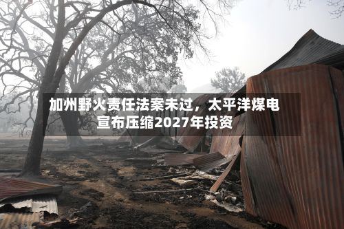 加州野火责任法案未过,太平洋煤电宣布压缩2027年投资