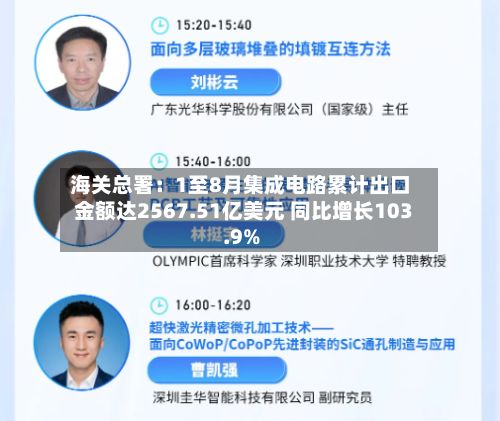 海关总署:1至8月集成电路累计出口金额达2567.51亿美元 同比增长103.9%-第2张图片