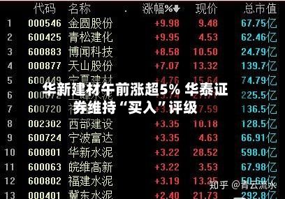 华新建材午前涨超5% 华泰证券维持“买入”评级-第2张图片
