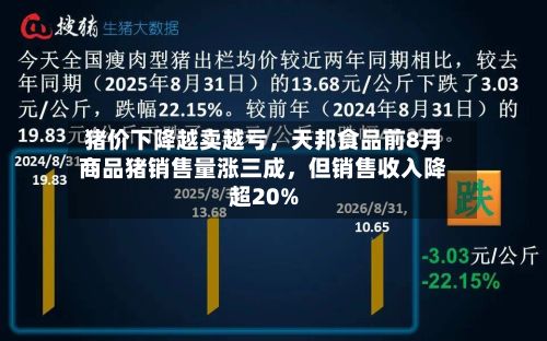 猪价下降越卖越亏，天邦食品前8月商品猪销售量涨三成，但销售收入降超20%-第3张图片