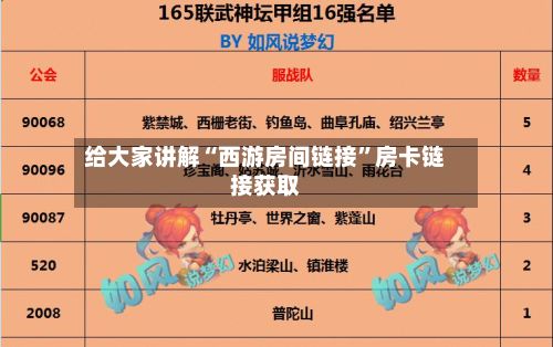 给大家讲解“西游房间链接”房卡链接获取-第2张图片