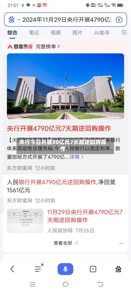 央行今日开展30亿元7天期逆回购操作-第2张图片