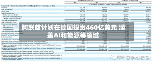 阿联酋计划在德国投资460亿美元 涵盖AI和能源等领域