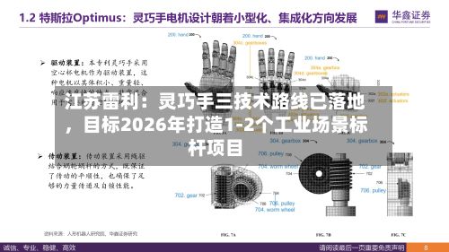 江苏雷利：灵巧手三技术路线已落地，目标2026年打造1-2个工业场景标杆项目-第2张图片