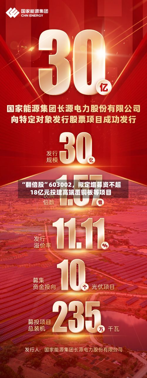 “翻倍股”603002，拟定增募资不超18亿元投建高端覆铜板等项目