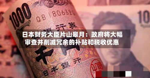 日本财务大臣片山皋月：政府将大幅审查并削减冗余的补贴和税收优惠