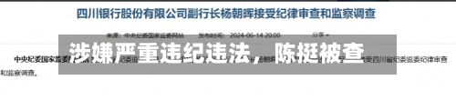 涉嫌严重违纪违法，陈挺被查